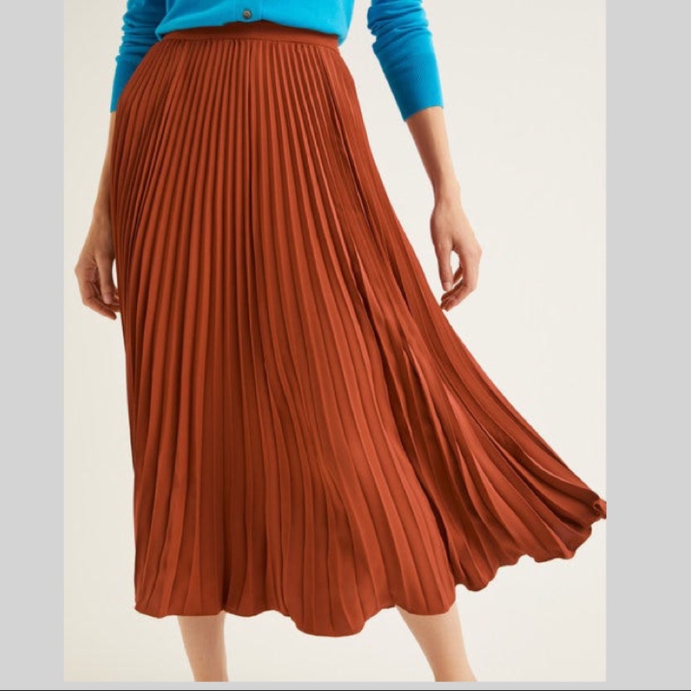 NWT Boden Kristen pleated skirt sz 4 Conker color
